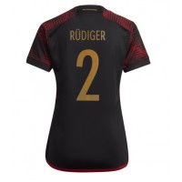Camiseta Alemania Antonio Rudiger #2 Visitante Equipación para mujer Mundial 2022 manga corta